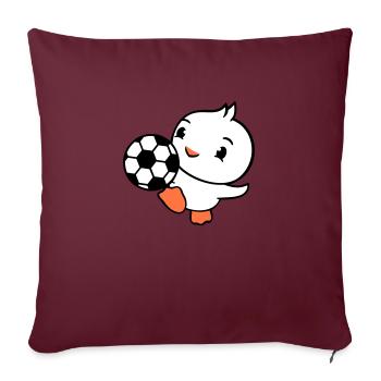 Ente spielt Fußball Ball Tor schießen kicken Spaß - Sofakissenbezug 45 x 45 cm - Burgunderrot - Vorne