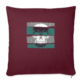 Tête de mort vert paper strip dark - Housse de coussin décorative 45 x 45 cm - bordeaux - Devant