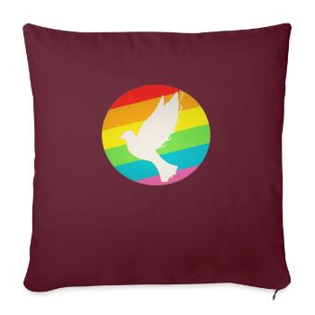 LGBT Regenbogen Friendenstaube - Sofakissenbezug 45 x 45 cm - Burgunderrot - Vorne