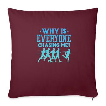 Pourquoi tout le monde me poursuit – Runner Country - Housse de coussin décorative 45 x 45 cm - bordeaux - Devant