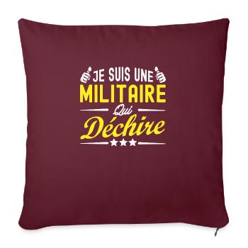 militaire qui déchire / cadeau femme militaire - Housse de coussin décorative 45 x 45 cm - bordeaux - Devant