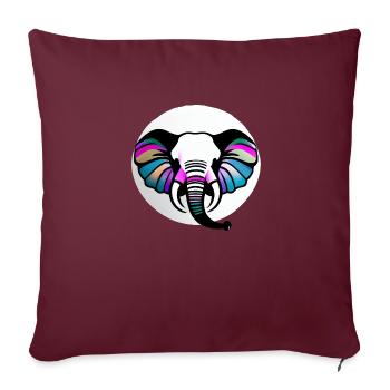 Petit éléphant Dessin animé Cute Love Adventure 3 - Housse de coussin décorative 45 x 45 cm - bordeaux - Devant