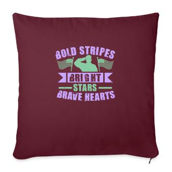 RAYURES AUDACIEUSES ÉTOILES BRILLANTES CŒURS COURAGEUX - Housse de coussin décorative 45 x 45 cm - bordeaux - Devant