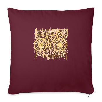 Carte vélo de route - Housse de coussin décorative 45 x 45 cm - bordeaux - Devant