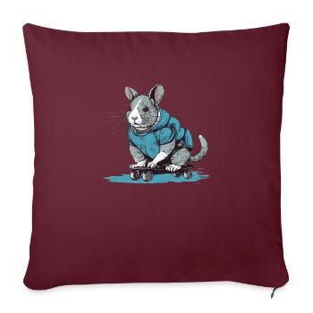 Thechinchilla sur une planche à roulettes avec un sweat à capuche - Housse de coussin décorative 45 x 45 cm - bordeaux - Devant