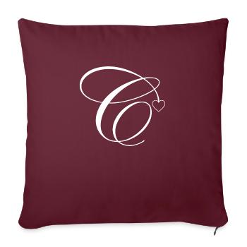 Lettre c calligraphie cœur - Housse de coussin décorative 45 x 45 cm - bordeaux - Devant