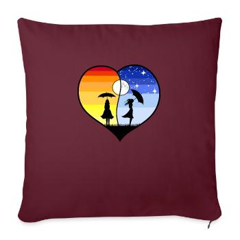 HERZ YING YANG - Sofakissenbezug 45 x 45 cm - Burgunderrot - Vorne