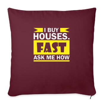 J’achète des maisons rapidement Agent d’investissement immobilier - Housse de coussin décorative 45 x 45 cm - bordeaux - Devant