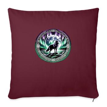 Mystischer Wolf Nordlichter Emblem - Viking - Sofakissenbezug 45 x 45 cm - Burgunderrot - Vorne