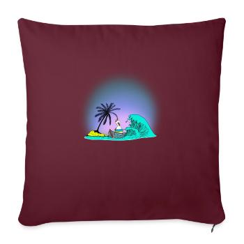 Huhn Insel Seenot Henne Reise Welle Ahoi - Sofakissenbezug 45 x 45 cm - Burgunderrot - Vorne