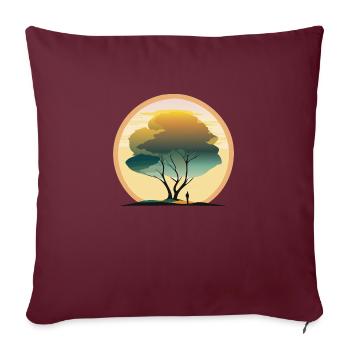 Morgenglanz: Baum des Erwachens - Sofakissenbezug 45 x 45 cm - Burgunderrot - Vorne