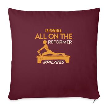 Laissez tout sur le motif Reformer Pilates - Housse de coussin décorative 45 x 45 cm - bordeaux - Devant