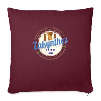 Île de Zakynthos en Grèce Souvenir Vintage - Housse de coussin décorative 45 x 45 cm - bordeaux - Devant