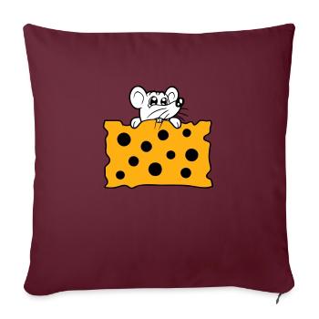 La souris mange d’énormes trous faim de fromage manger délicieux - Housse de coussin décorative 45 x 45 cm - bordeaux - Devant