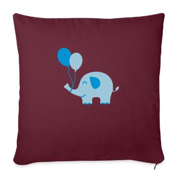 Doux drôle d'éléphant de bébé avec des ballons - Housse de coussin décorative 45 x 45 cm - bordeaux - Devant