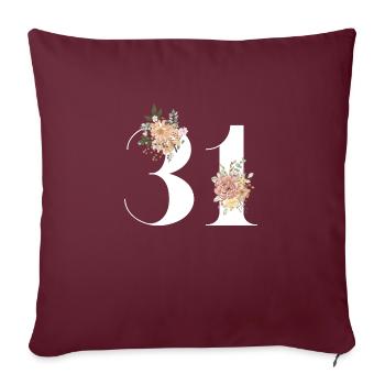 31e anniversaire fleuris (Cadeau de 31 ans) - Housse de coussin décorative 45 x 45 cm - bordeaux - Devant