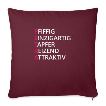 Petra Name Geschenk - Sofakissenbezug 45 x 45 cm - Burgunderrot - Vorne