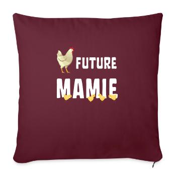 Future Mamie avec Petits Poussins - Housse de coussin décorative 45 x 45 cm - bordeaux - Devant
