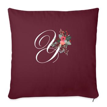 Lettre y fleuris - Housse de coussin décorative 45 x 45 cm - bordeaux - Devant