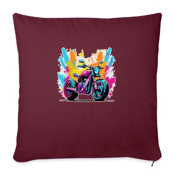 moto vintage style retro - graffiti - Housse de coussin décorative 45 x 45 cm - bordeaux - Devant