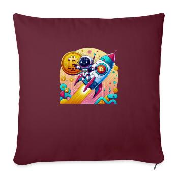 Futuristische Fusion! 🤖💰 KI trifft auf Bitcoin - Sofakissenbezug 45 x 45 cm - Burgunderrot - Vorne