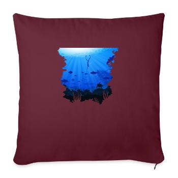 Freedive Diving Apnoe Deep Seas Underwater Diver - Sofakissenbezug 45 x 45 cm - Burgunderrot - Vorne