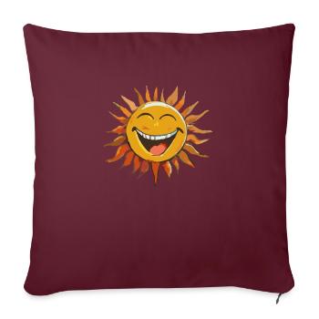 Soleil rieur avec un visage drôle - Housse de coussin décorative 45 x 45 cm - bordeaux - Devant