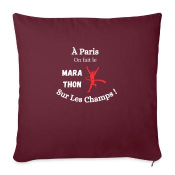 À Paris, on fait le marathon sur les Champs ! - Housse de coussin décorative 45 x 45 cm - bordeaux - Devant