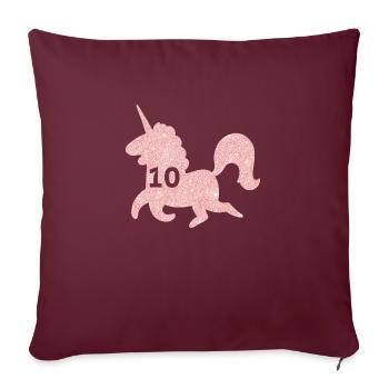 10e anniversaire licorne - Housse de coussin décorative 45 x 45 cm - bordeaux - Devant