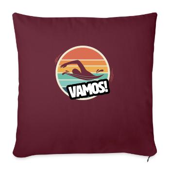 Vamos natation rétro - Housse de coussin décorative 45 x 45 cm - bordeaux - Devant