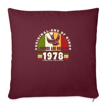 1978 Vintage Anniversaire Légende Cadeau - Housse de coussin décorative 45 x 45 cm - bordeaux - Devant