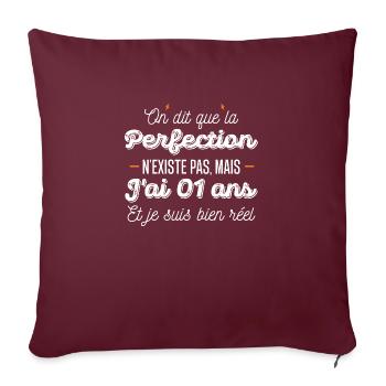 perfection 01 ans / bébé 01 ans / jai 01 ans - Housse de coussin décorative 45 x 45 cm - bordeaux - Devant