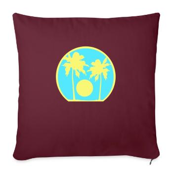 Deux Palmiers Île Soleil Coucher De Soleil Rond Bleu - Housse de coussin décorative 45 x 45 cm - bordeaux - Devant