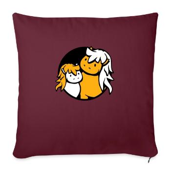2 Cute Horses Child Family Mom Dad Mom Father - Sofa pillowcase 17,3'' x 17,3'' (45 x 45 cm) - burgundy - Front