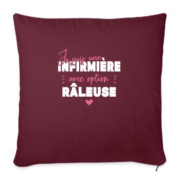 Infirmière Option Râleuse Cadeau - Housse de coussin décorative 45 x 45 cm - bordeaux - Devant