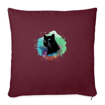 panthère, guépard, léopard, noir, coloré, graffiti - Housse de coussin décorative 45 x 45 cm - bordeaux - Devant