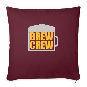 Verre de bière disant Brew Crew - Housse de coussin décorative 45 x 45 cm - bordeaux - Devant