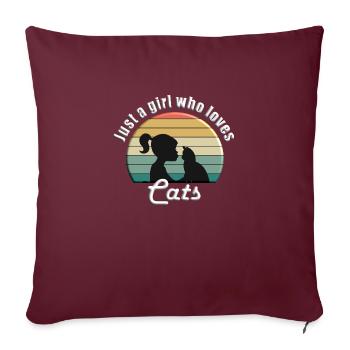 Juste une fille qui aime les chats - Housse de coussin décorative 45 x 45 cm - bordeaux - Devant