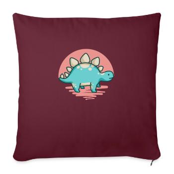 hugadino Stegosaurus, Dino, süßer Dinosaurier - Sofakissenbezug 45 x 45 cm - Burgunderrot - Vorne