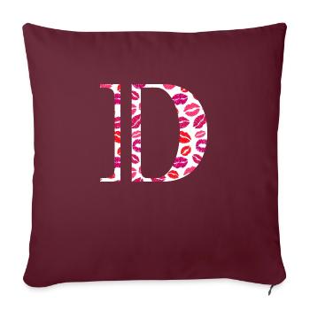 Lettre d bisous - Housse de coussin décorative 45 x 45 cm - bordeaux - Devant