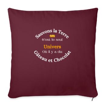 Sauvons la Terre - Housse de coussin décorative 45 x 45 cm - bordeaux - Devant