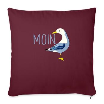 Moin mit Möve - Sofakissenbezug 45 x 45 cm - Burgunderrot - Vorne