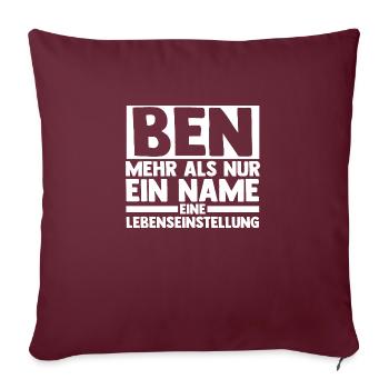 Prénom Ben - Housse de coussin décorative 45 x 45 cm - bordeaux - Devant