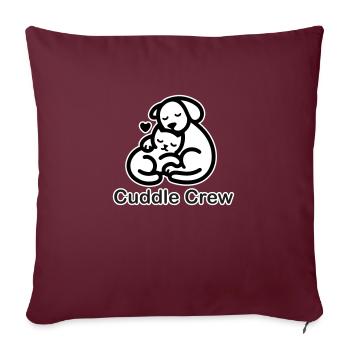 Cat & Dog Cuddling - Cuddle Crew Design - Sofa pillowcase 17,3'' x 17,3'' (45 x 45 cm) - burgundy - Front