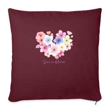 Love in Bloom Flower Design - Sofa pillowcase 17,3'' x 17,3'' (45 x 45 cm) - burgundy - Front