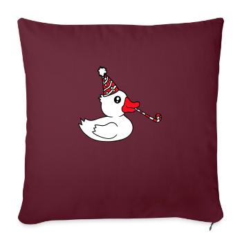 Canard Fête Serviette Chapeau Anniversaire Célébrer le Nouvel An - Housse de coussin décorative 45 x 45 cm - bordeaux - Devant