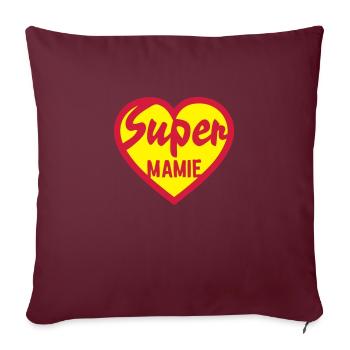 coeur heart super mamie - Housse de coussin décorative 45 x 45 cm - bordeaux - Devant