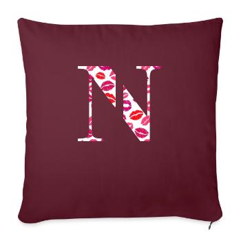 Lettre n bisous - Housse de coussin décorative 45 x 45 cm - bordeaux - Devant