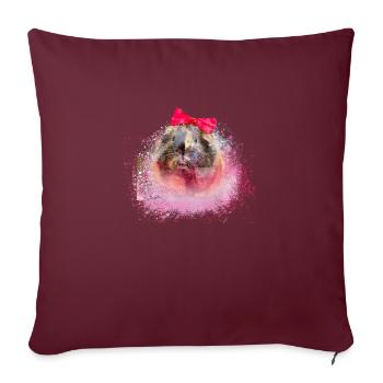 cochon d’Inde, graffiti, peinture, boucle - Housse de coussin décorative 45 x 45 cm - bordeaux - Devant