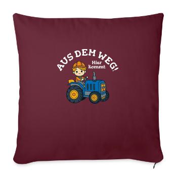 Traktor Junge Kinder Name Vorlage - Sofakissenbezug 45 x 45 cm - Burgunderrot - Vorne